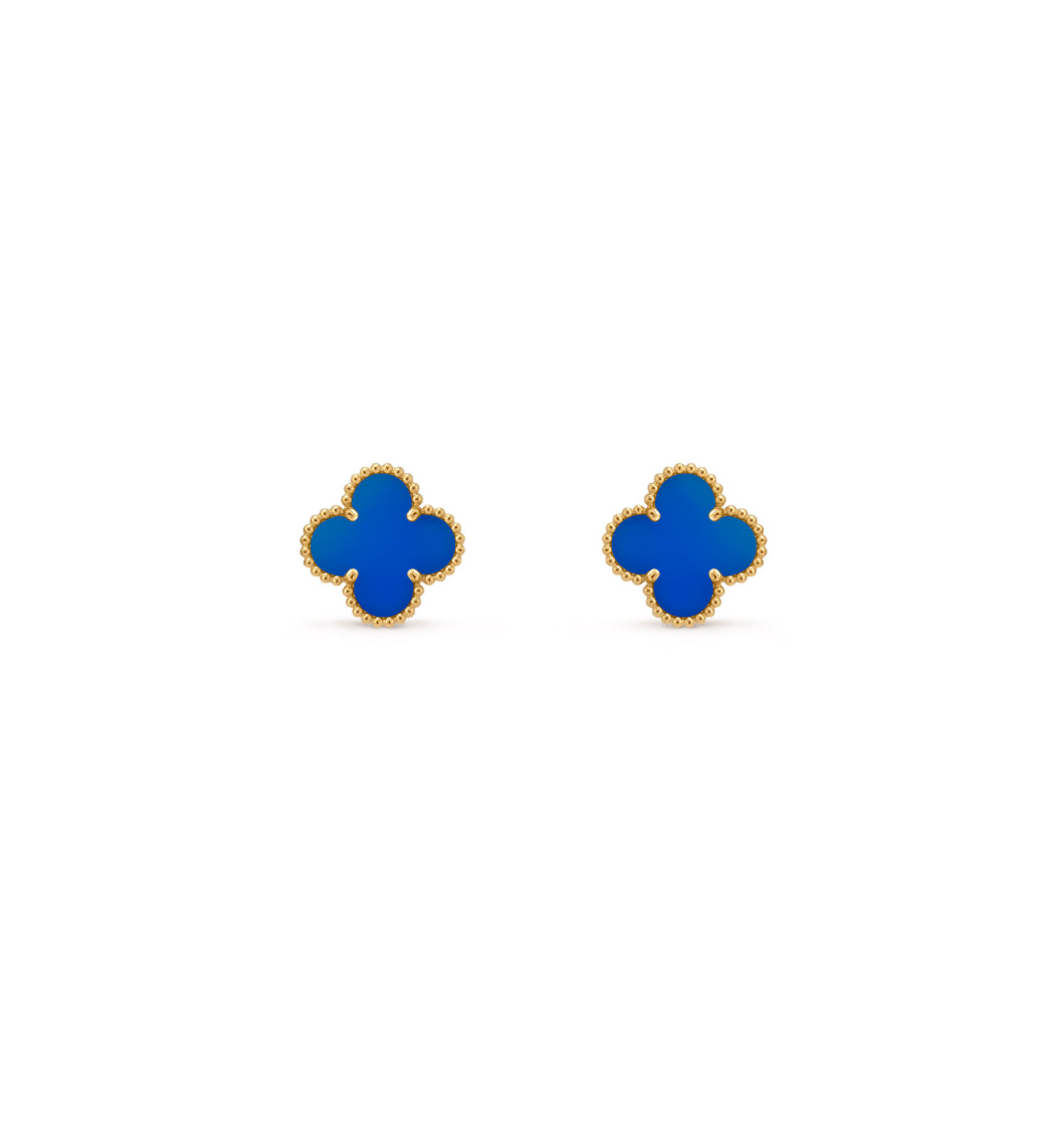 Blue Agate Clover Earring
