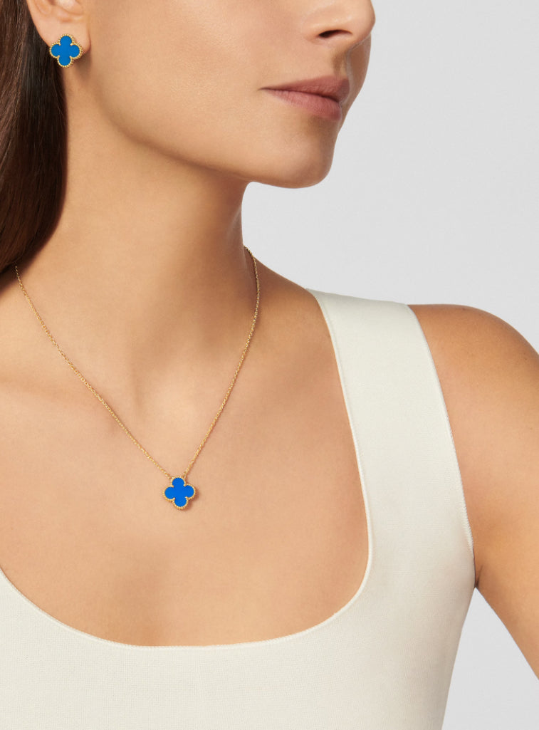 Blue Agate Clover Earring