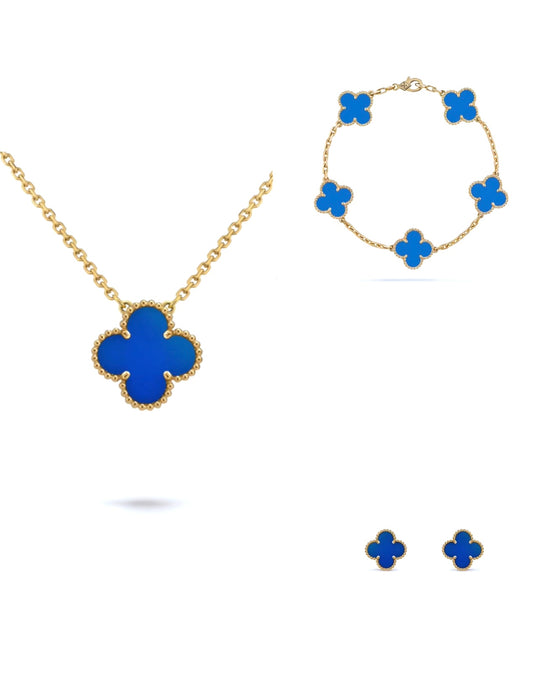 Blue Agate Clover Set